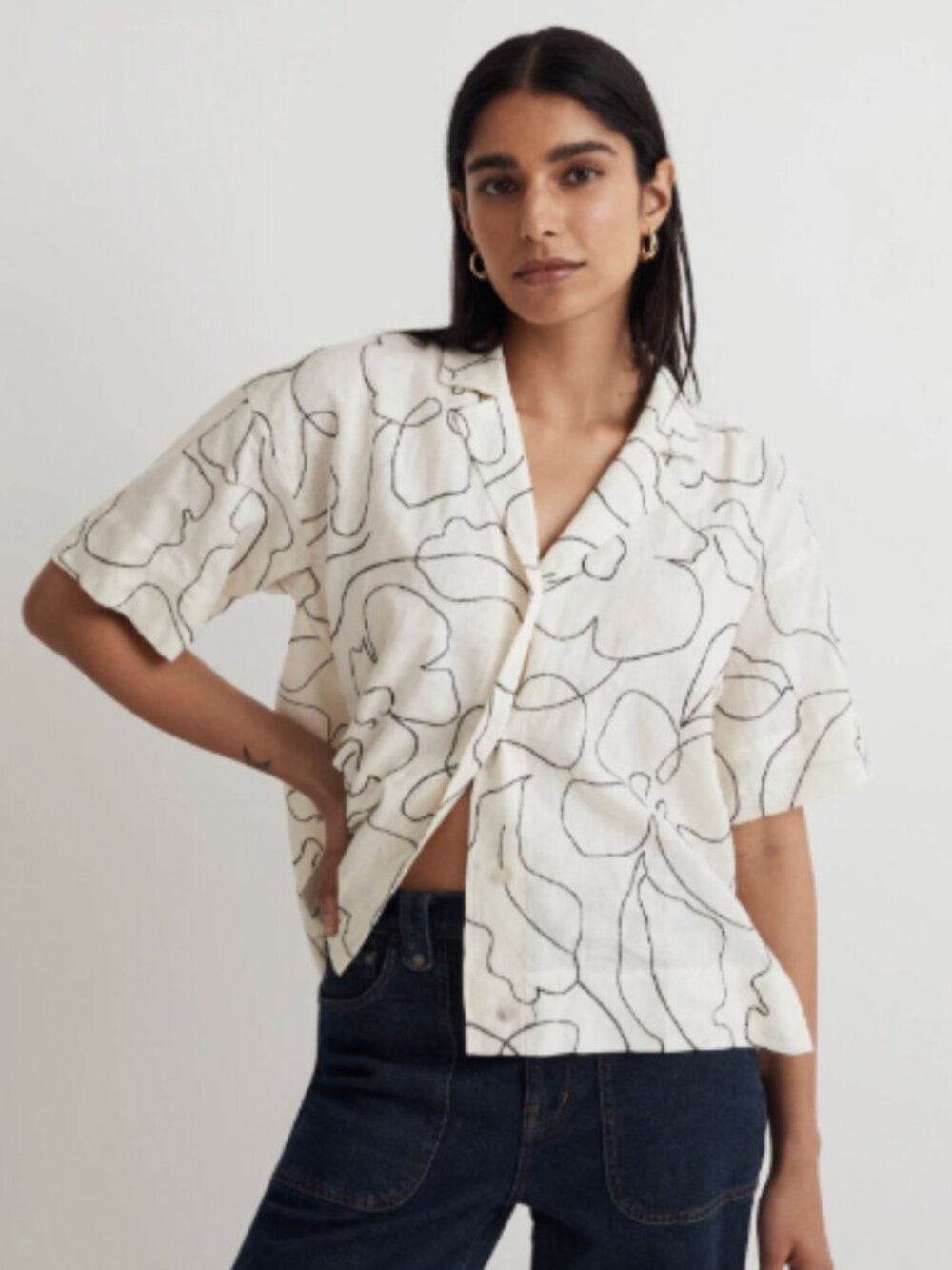 Madewell Embroidered Button-Up Camp Shirt